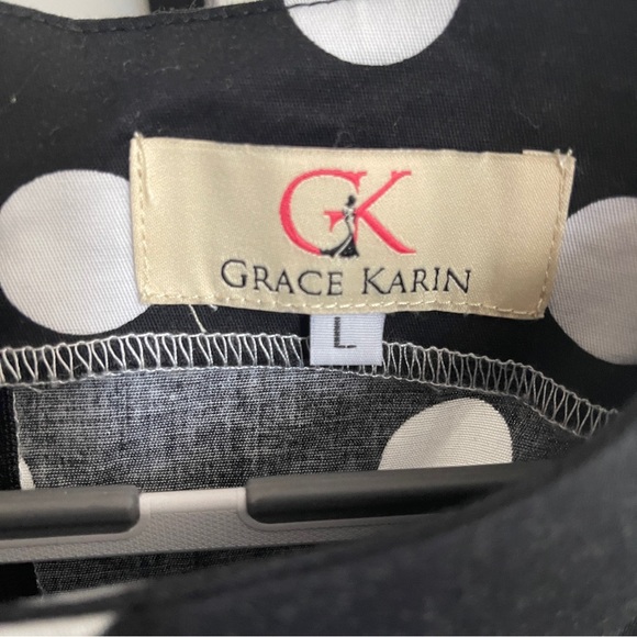 🖤🤍 Grace Karin Retro Boatneck Black/White Polkadot Swing Dress | Size L 🖤🤍 - Picture 9 of 10